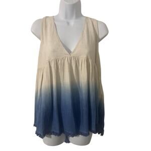 Umgee Cream and Blue Ombre Blouse